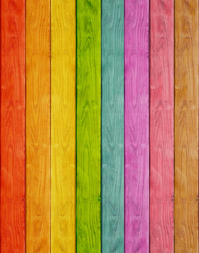 Wood plank rainbow background