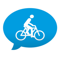 Etiqueta tipo app azul comentario simbolo ciclista