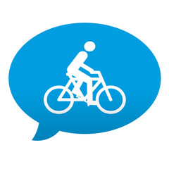 Fototapeta premium Etiqueta tipo app azul comentario simbolo ciclista