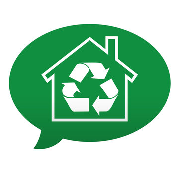 Etiqueta tipo app azul comentario simbolo reciclaje hogar