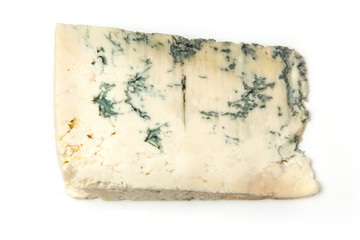 Gorgonzola Italian cheese isolated on a white studio background.