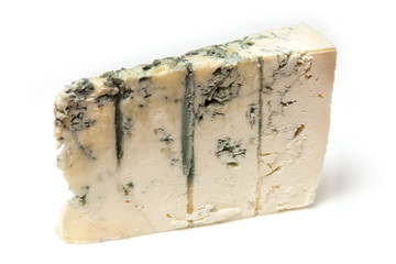 Gorgonzola Italian cheese isolated on a white studio background.