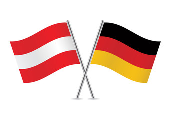 Austrian and German flags. Vector illustration.