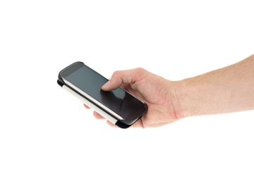 businessman hand holding mobile phone