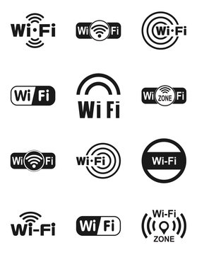 Set of twelve wifi icons