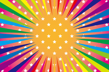 #Background #wallpaper #Vector #Illustration #design #free #free_size #charge_free #colorful #color rainbow,show business,entertainment,party,image 背景素材壁紙（ 星と虹色の放射, 活発な精神）