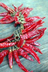 red hot chilli peppers on wooden table