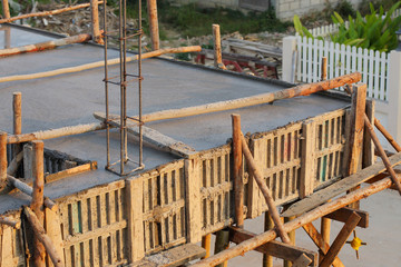 cement pouring structure at construction house