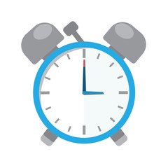 color Alarm clock. close up on white.