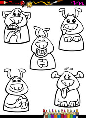 dog emotion set cartoon coloring book