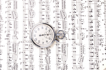 stopwatch on music sheet