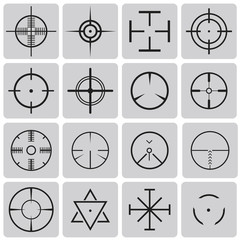 Set of vector highly detailed crosshairs black icons set2. Vecto