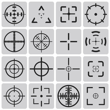 Set of vector highly detailed crosshairs black icons set1. Vecto
