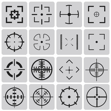 Set of vector highly detailed crosshairs black icons set3. Vecto