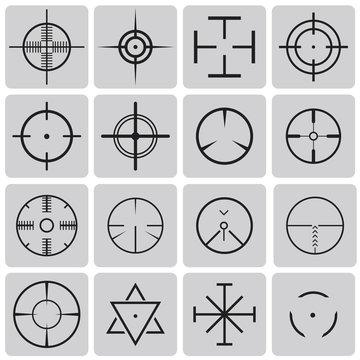 Set of vector highly detailed crosshairs black icons set2. Vecto