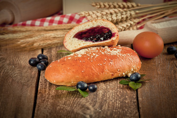 buns with blueberries