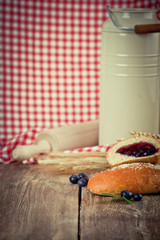 buns with blueberries