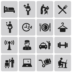 Hotel and Hotel Services Black Icons set2. Vector Illustration e