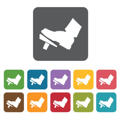 Foot pedal icons set. Rectangle colourful 12 buttons. Vector ill