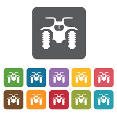 Four wheels scooter icons set. Rectangle colourful 12 buttons. V