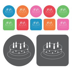 Simple wedding cake icons set. Round and rectangle colourful 12