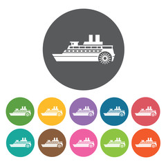 Propeller ship icons set. Round colourful 12 buttons. Vector ill