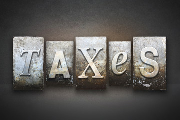 Plakat Taxes Theme Letterpress