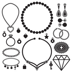 Jewelry silhouette icons vector set - 69938815
