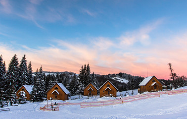 Carpathian Mountains winter sunrise