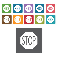 Stop sign icon symbol set. Traffic signs set. Rectangle colourfu