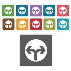 Two way sign icon symbol set. Traffic signs set. Rectangle colou