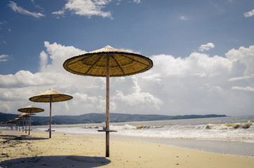 Fototapeta na wymiar Beach umbrellas