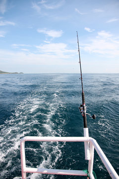 Fishing rod on a boat.