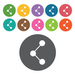 Share sign icon symbol set. Video interface set. Round colourful