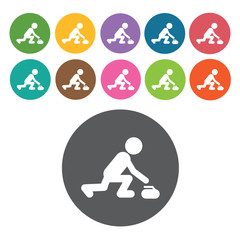 Roller skate sign icon symbol set. Winter sport set. Round colou