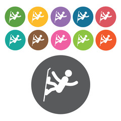 Snow gliding sign icon symbol set. Winter sport set. Round colou