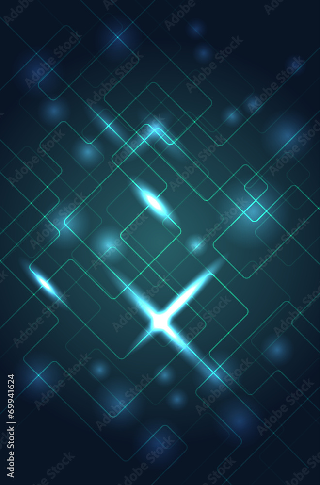 Poster Abstract dark background with shiny rays
