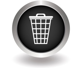 Trash can Balck button icon. Vector illustration eps10