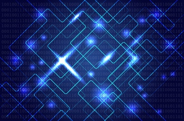 Abstract dark blue computer background with shiny rays