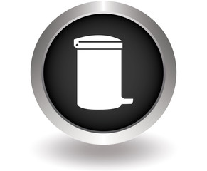Outdoor trash bin icon. Black Button for website. Vector illustr