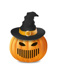 Halloween scary pumpkin wearing with hat
