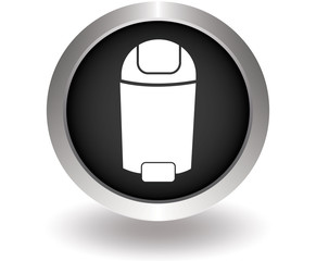 Outdoor trash bin icon. Black Button for website. Vector illustr