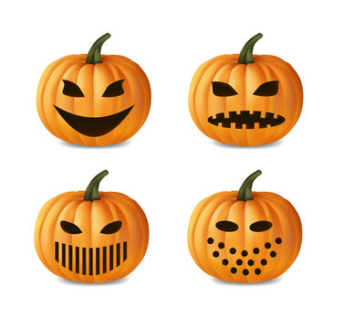 Halloween scary pumpkins set