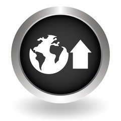 Upload icon. Flat design. Black Button sign symbol for website.