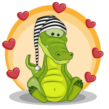 Crocodile with hearts