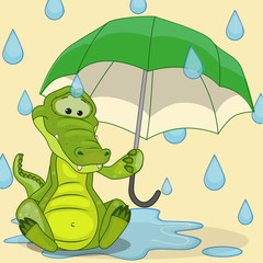Crocodile with umbrella