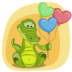 Crocodile with balloons