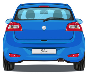 Vector Car - Back view - Blue - with visible interior