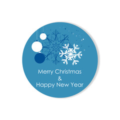 Blue christmas label on a white background with snowflake