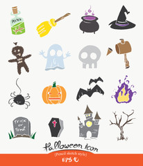Cute Halloween icon set,halloween symbol